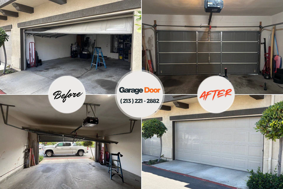 Before and after: garage door repair Sag Harbor, NY